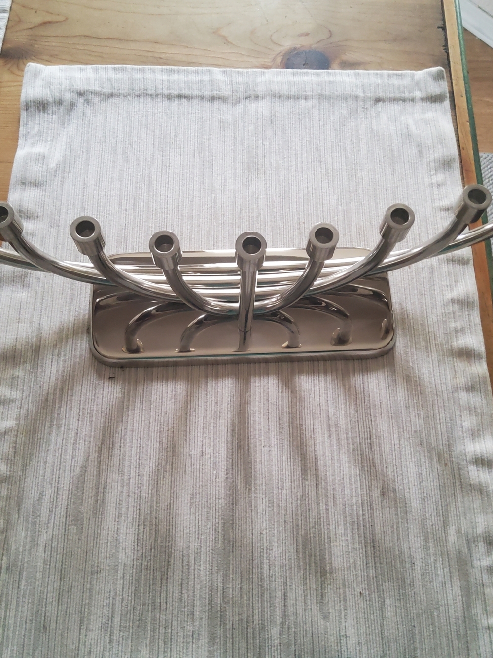 Crate & Barrel Silver Metal Menorah EUC